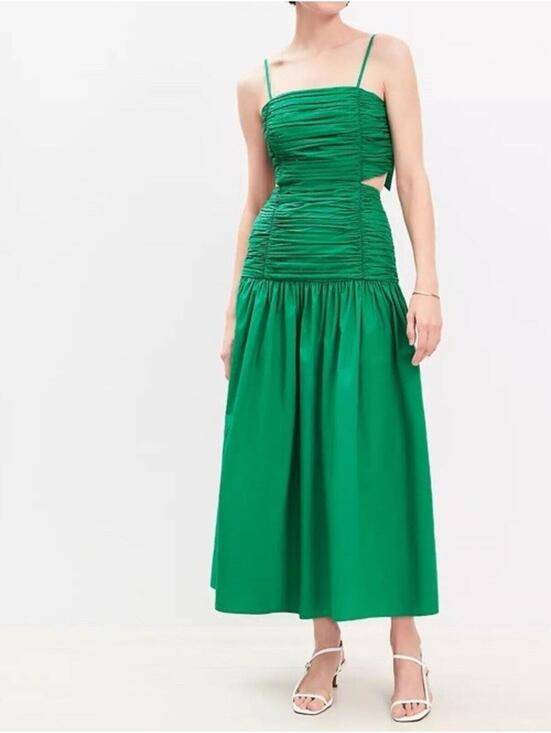 LOFT Dresses & Skirts - Loft Poplin Cutout Tie Back Ruched Midi Dress Size 14 New